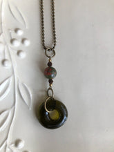 Upcycled Wine Bottle Pendant Necklace with a Semi-Precious Unakite Stone