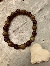 Amethyst & Alligator Skin Jasper Semi-Precious Stone Bracelet