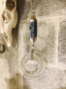 Upcycled Rose' Bottle Pendant with Sodalite Semi-Precious Connector